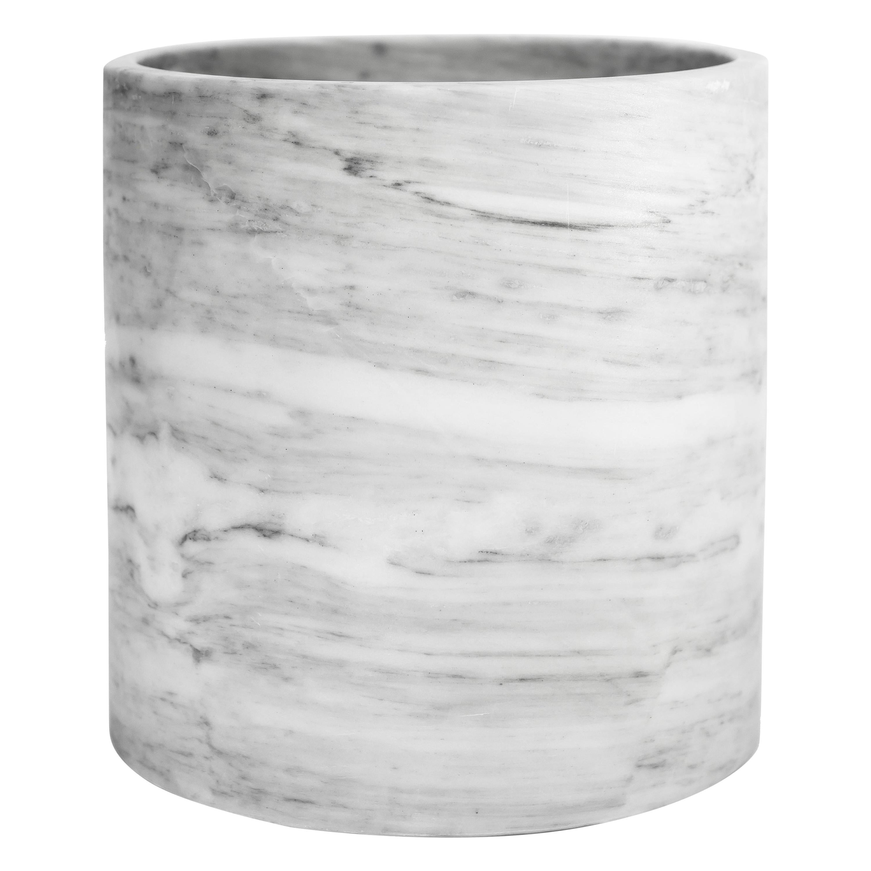 Extra Large Pair of White Carrara Marble Vases For Sale at 1stDibs