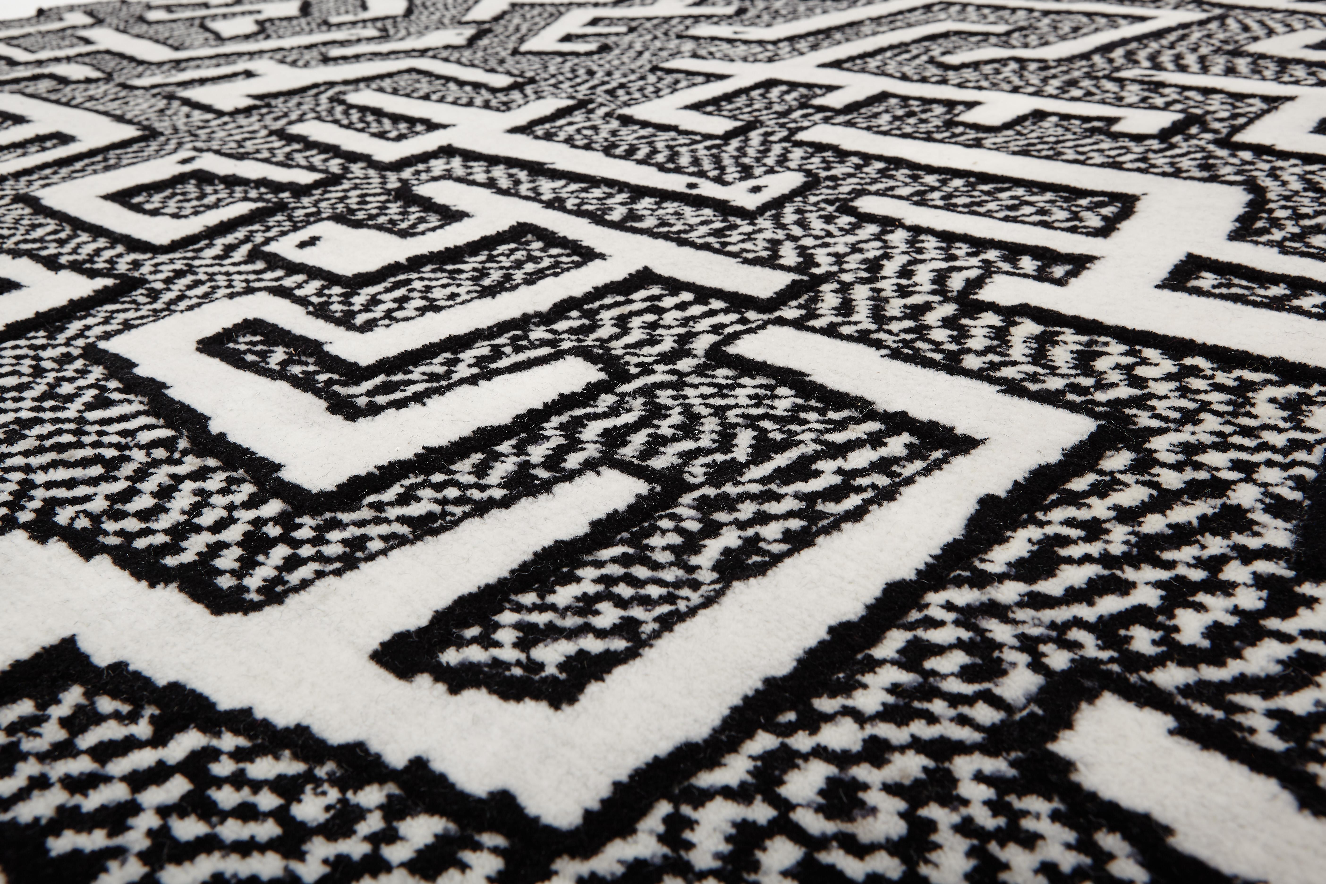 Runder Ciliophora-Teppich, handgeknüpft aus Wolle, 40 Knoten, Maarten Baas (Moderne) im Angebot