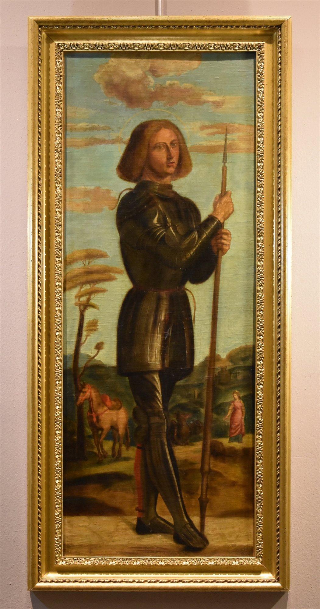 Saint George 17/18. Jahrhundert Gemälde Cima Da Conegliano Oli auf Leinwand Alter Meister – Painting von Cima da CONEGLIANO (Conegliano c. 1449 - Conegliano c. 1517)