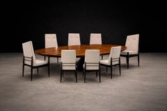 Cimo, Brésil - Ensemble de 8 chaises du milieu du siècle en bois dur ébonisé et bouclier ivoire