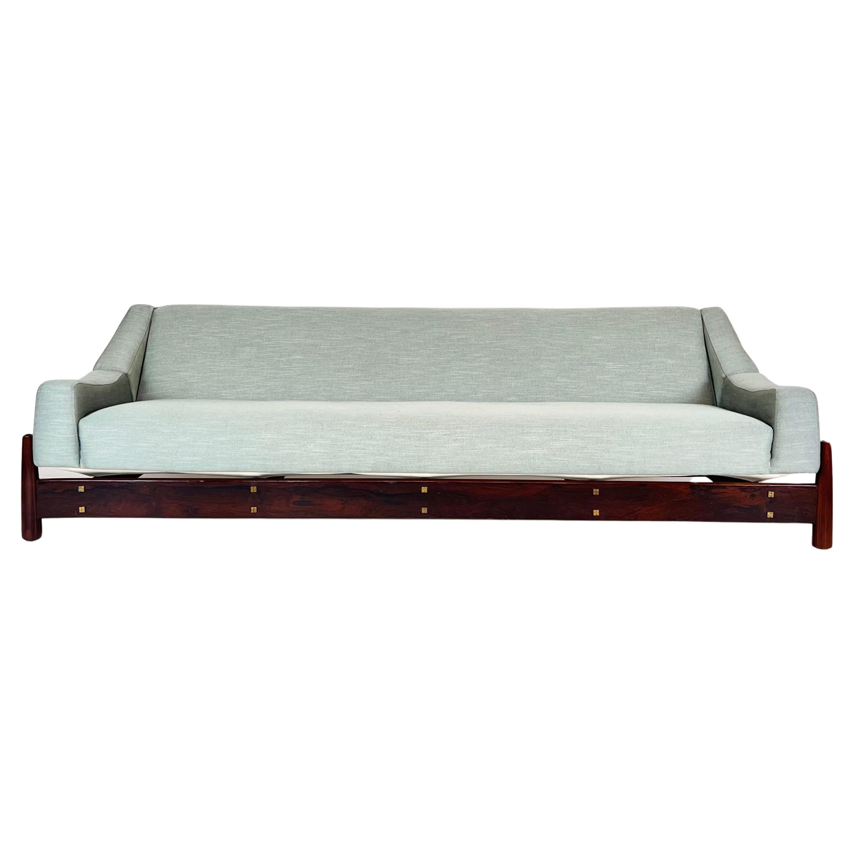 Cimo S/A Sofa from the 60s, Brazil, structure in Jacaranda For Sale