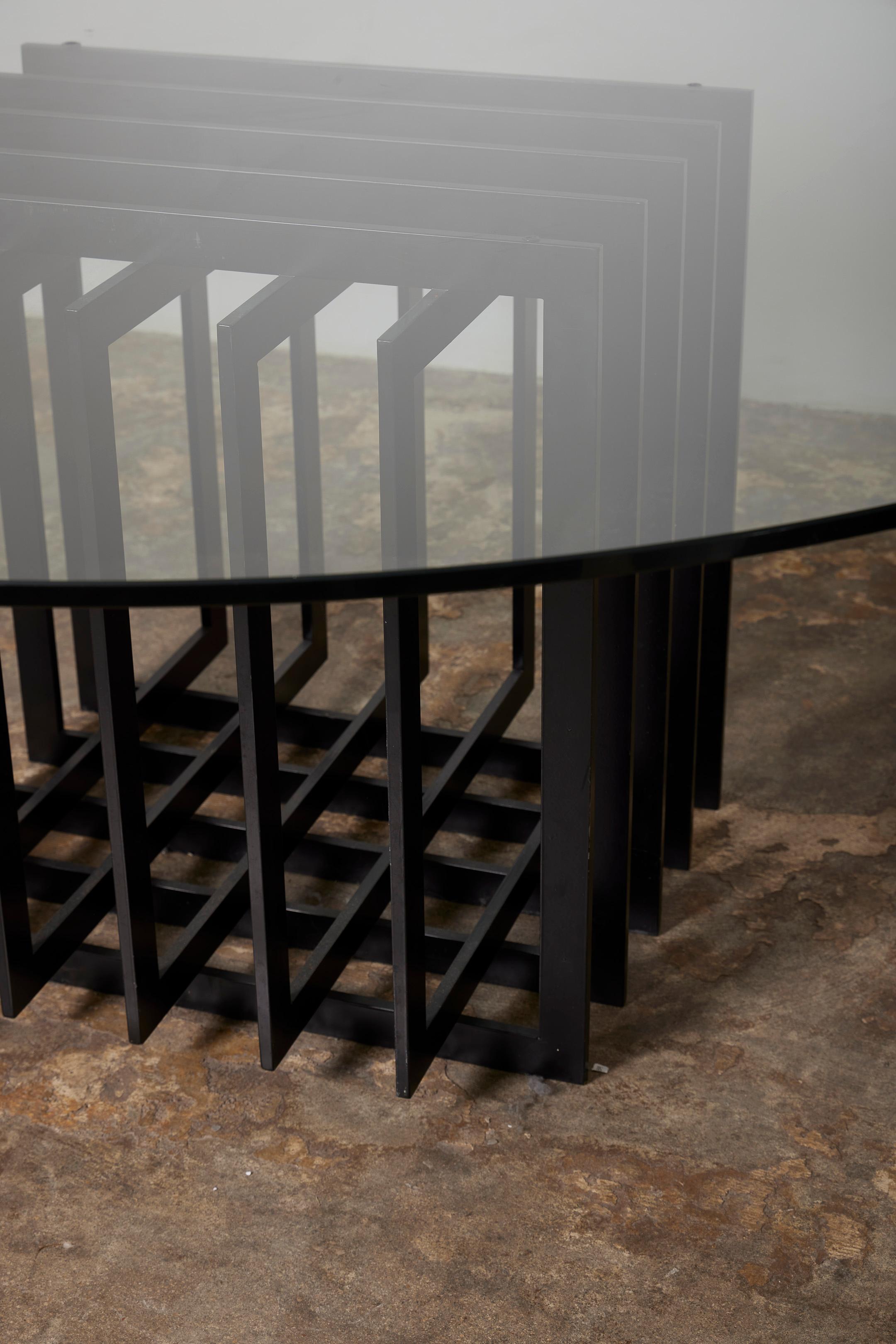 Large Dining table in Glass and Metal, 1980s 9