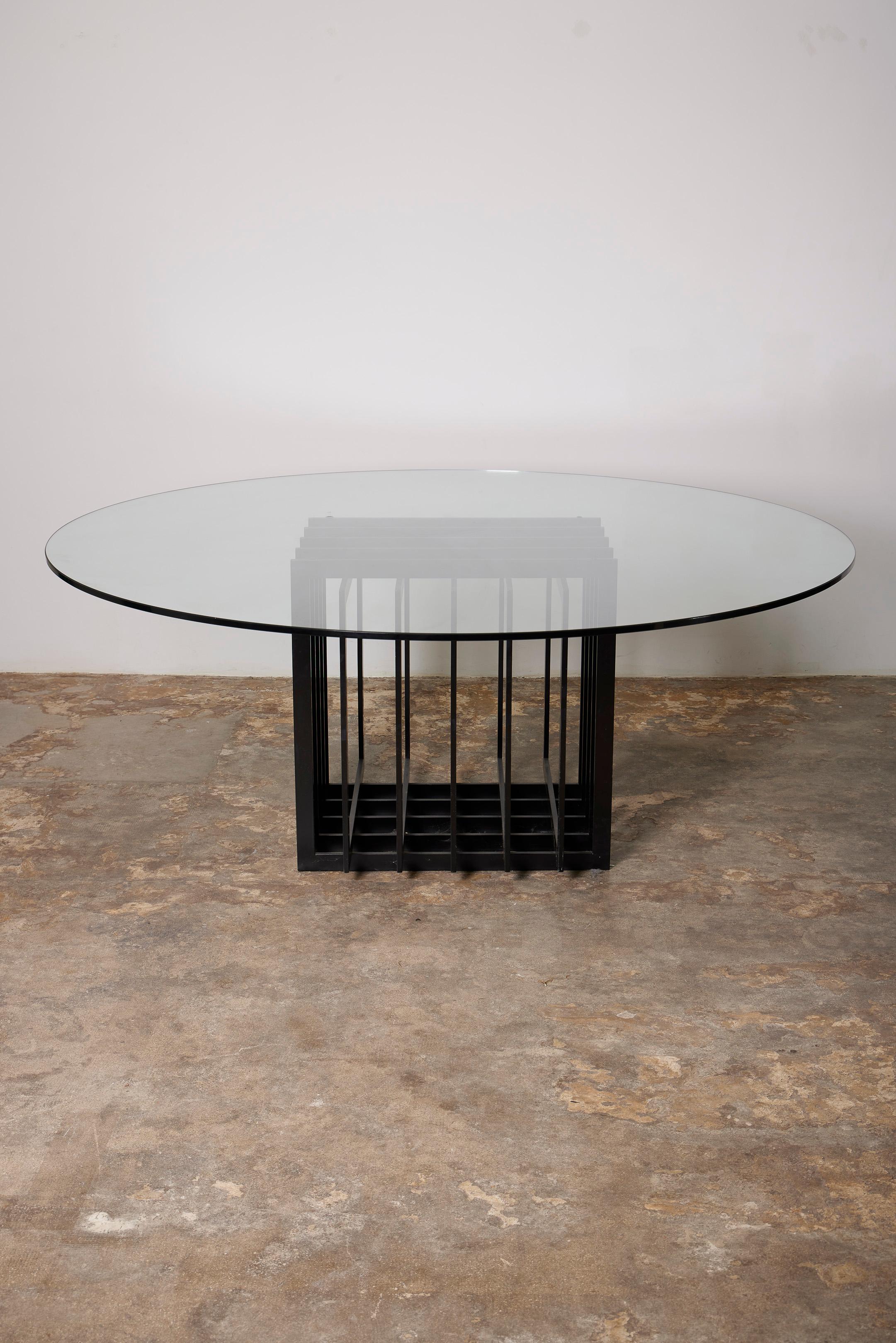LARGE GLASS DINING TABLE IN THE SPIRIT OF PIERRE CARDIN'S 