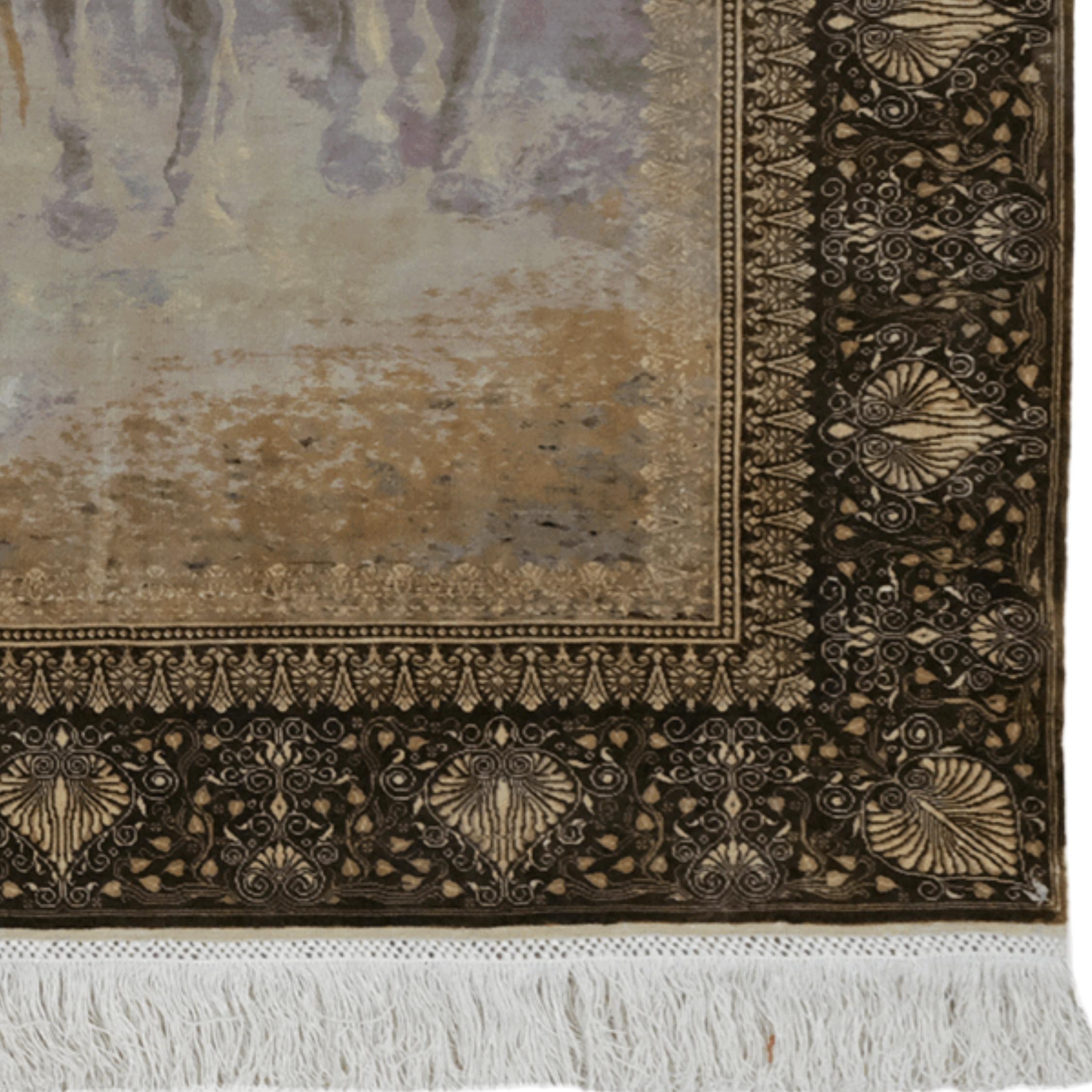 Tappeto di seta pittorico firmato Cinar - Tappeto Cinar del XX secolo In condizioni buone in vendita a Sultanahmet, 34