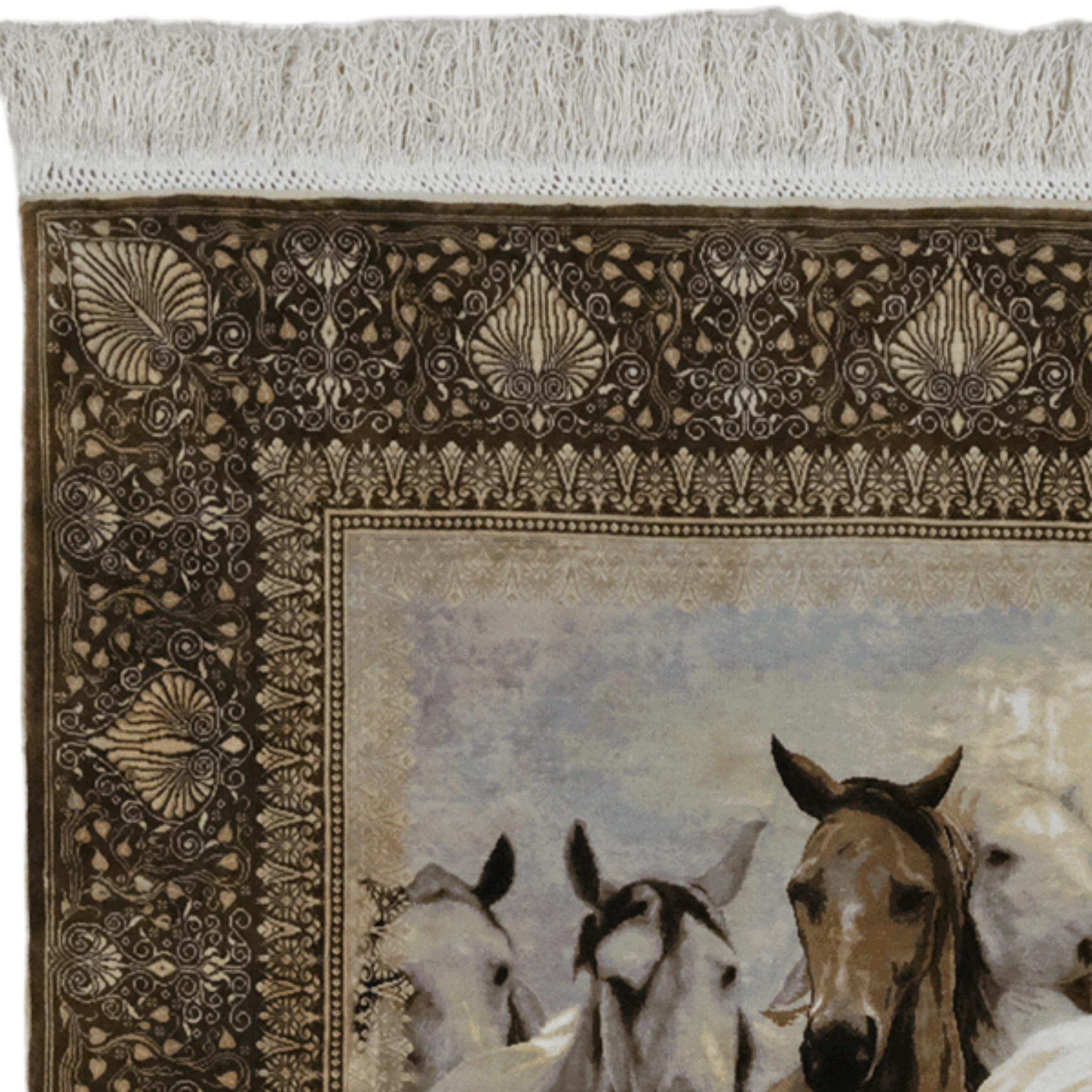 Seta Tappeto di seta pittorico firmato Cinar - Tappeto Cinar del XX secolo in vendita