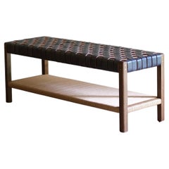 Cinch Black Woven Leather Bench