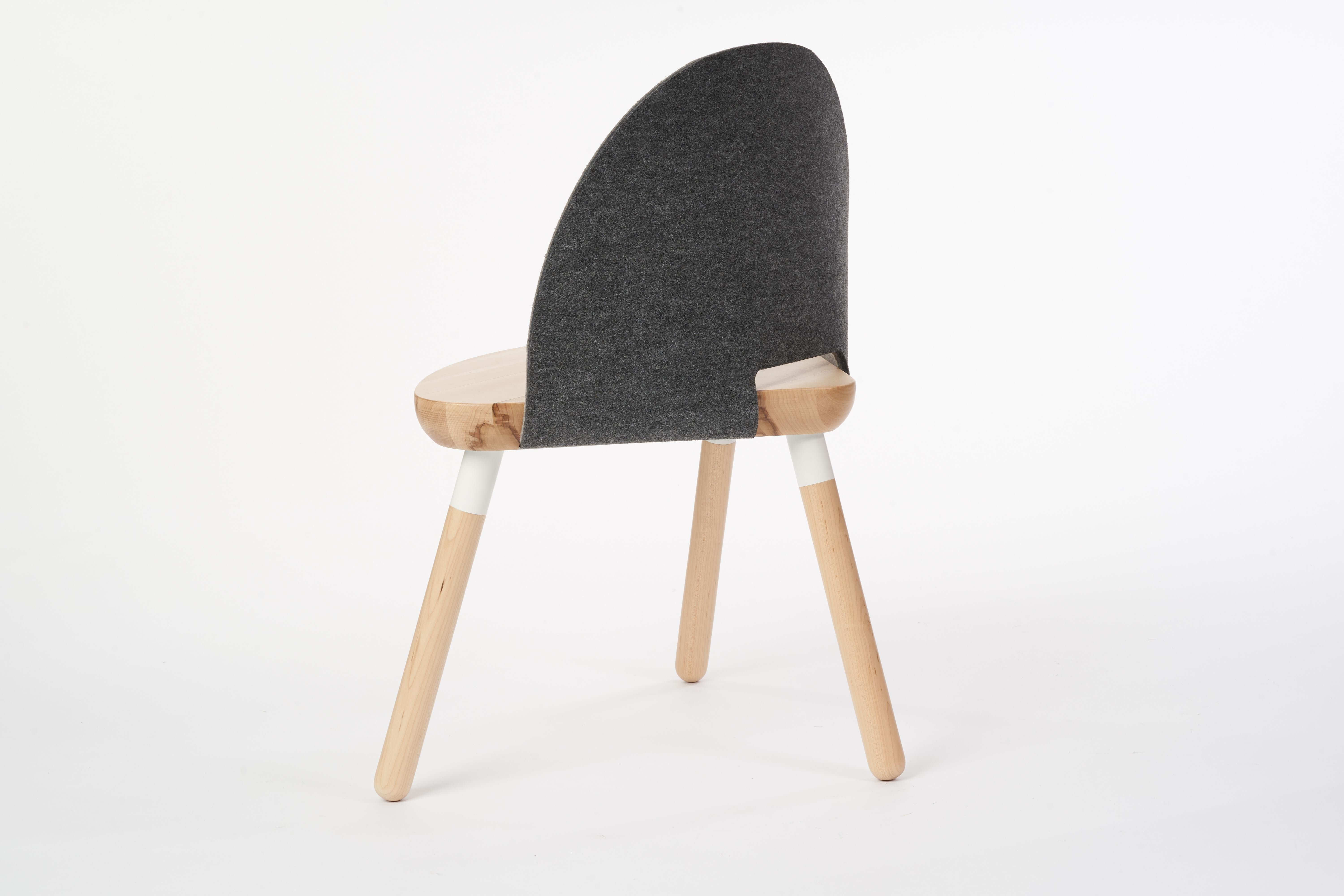 Canadian Cinch Chair, Melton Wool, Wood Seat and Eco-Friendly Powder Coated Steel Support For Sale