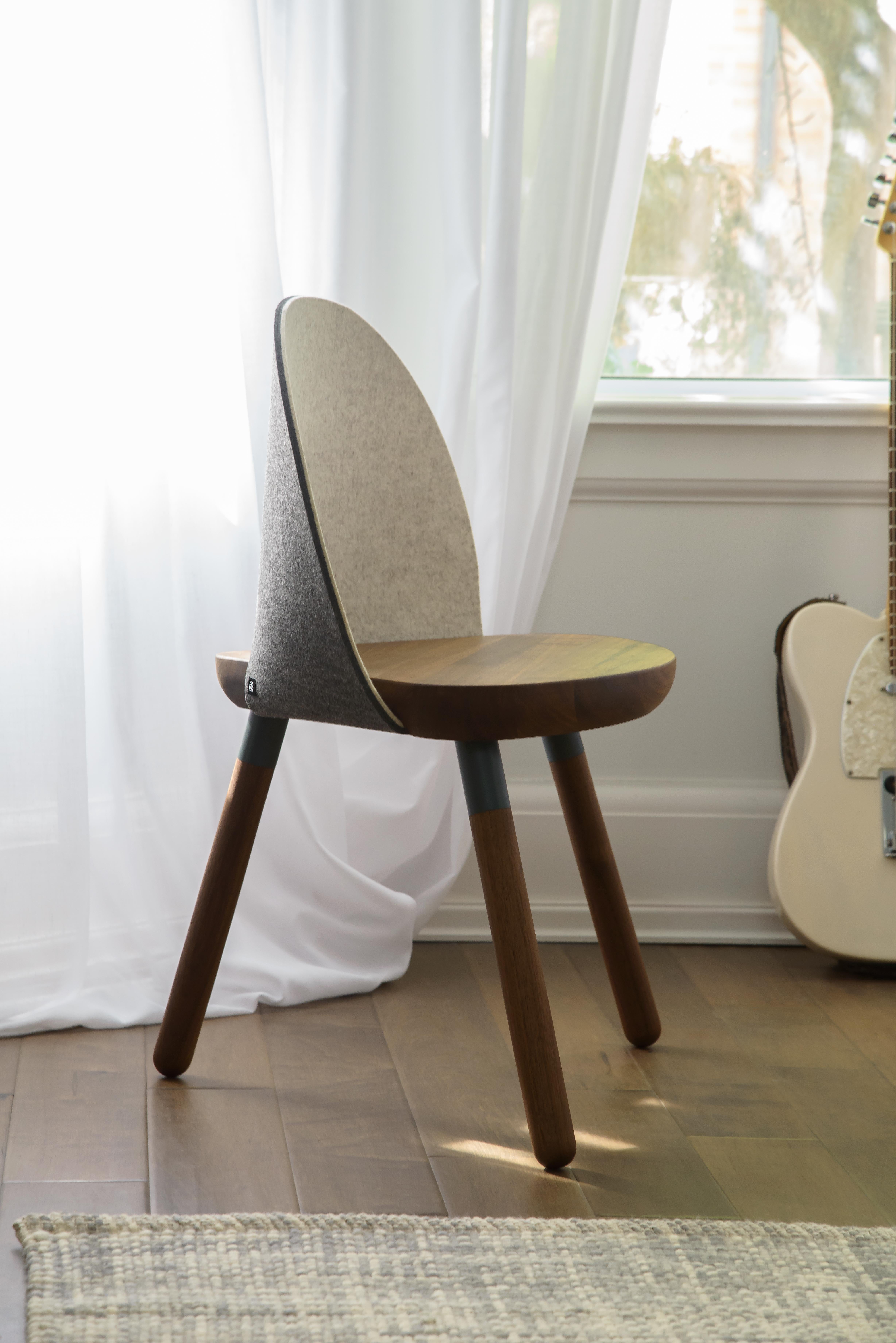 Cinch Chair, Melton Wool, Wood Seat and Eco-Friendly Powder Coated Steel Support In New Condition For Sale In Woodbridge, Ontario