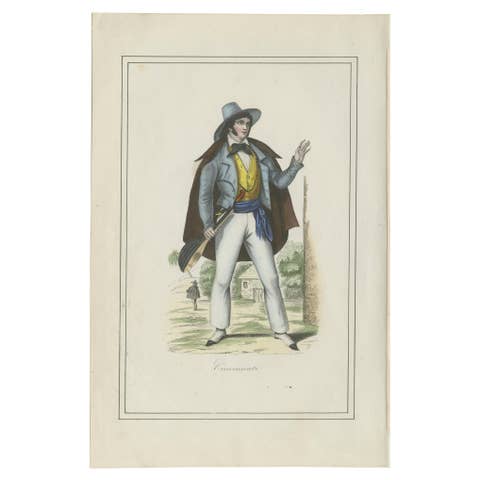 Cincinnati Costume Print – Antique Hand-Colored Lithograph, 1854