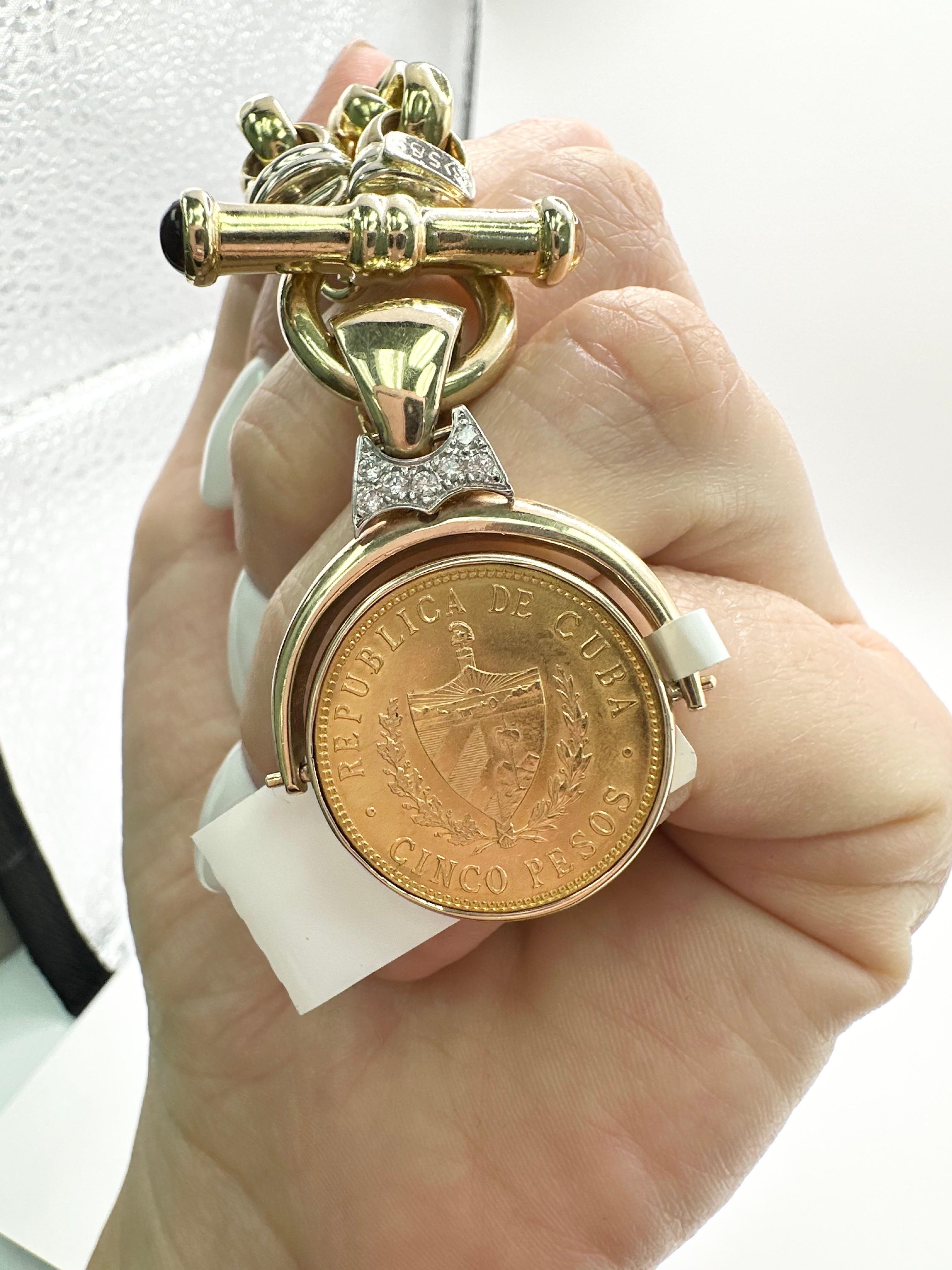Collier Cinco Pesos en or 18 carats et diamants Neuf - En vente à Boca Raton, FL