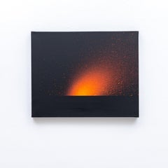 Burst (Contemporary Cosmic Abstract Painting on Canvas in Black and Fire Red)