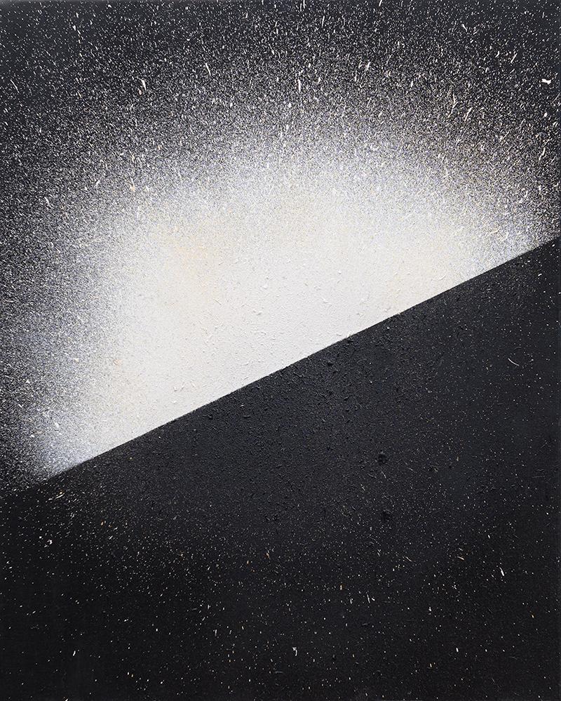 Cinda Sparling Landscape Painting – Eclipse (Zeitgenössisches abstraktes Gemälde auf Leinwand in Schwarz und Weiß)