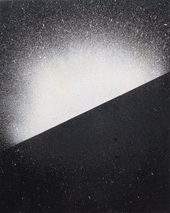 Eclipse (Zeitgenössisches abstraktes Gemälde auf Leinwand in Schwarz und Weiß)