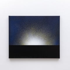 Nexus II (Contemporary Cosmic Abstract Painting on Canvas in Black and Indigo)
