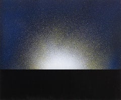 Nexus II (Contemporary Cosmic Abstract Painting on Canvas in Black and Indigo)