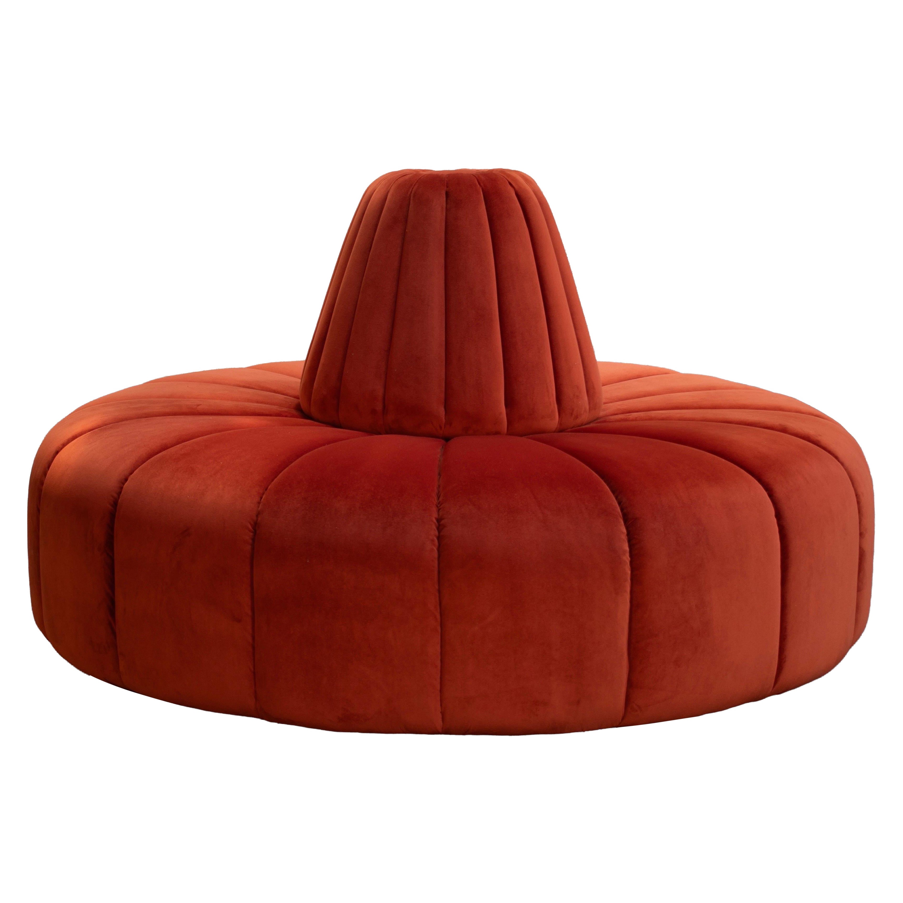 Cinderella Bourne Round Burnt Orange Velvet Settee by BJÖRK STUDIO