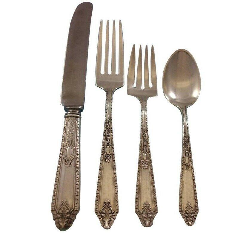 Large Cinderella by Gorham sterling silver flatware set, 109 pieces. This set includes:

12 knives, 8 1/2