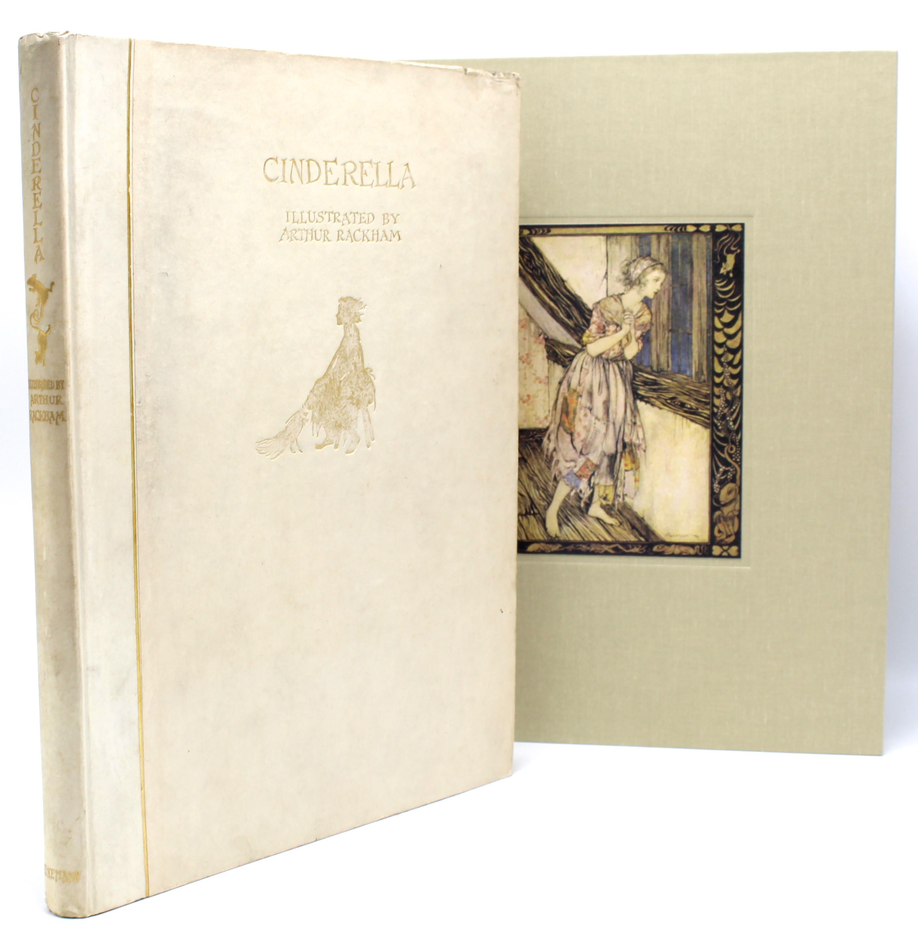 Evans, C.S. (editor). Rackham, Arthur (illustrator). Cinderella. London: Constable & Co. Ltd., 1919. Numbered #20/300 copies of the Edition de Luxe, printed on Japanese vellum, and signed by Rackham. Quarto, in publisher's deluxe quarter vellum over
