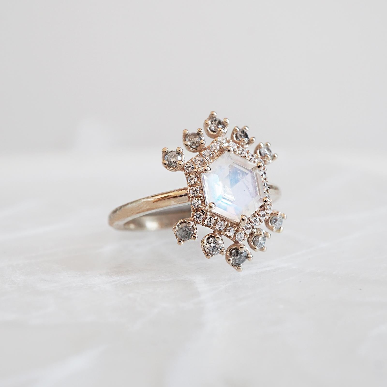 moonstone hexagon ring