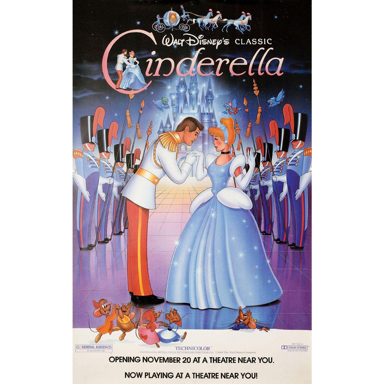 Original 1987 re-release U.S. half subway poster for the 1950 film Cinderella directed by Clyde Geronimi / Wilfred Jackson / Hamilton Luske with Ilene Woods / Eleanor Audley / Verna Felton / Rhoda Williams. Fine condition, folded. Many original