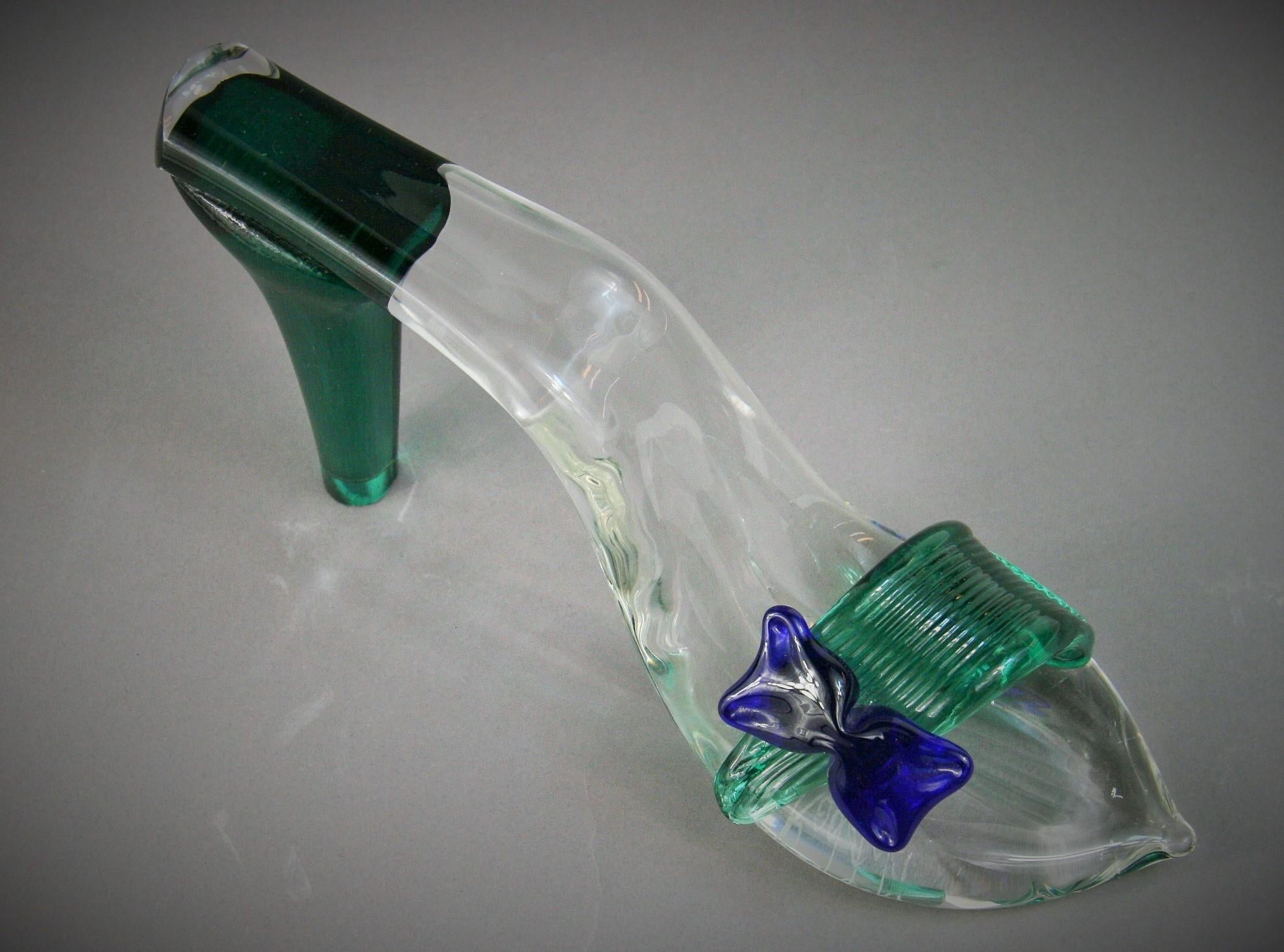 Late 20th Century Cinderella Slipper Art Glass Sculpture Signed Radetski