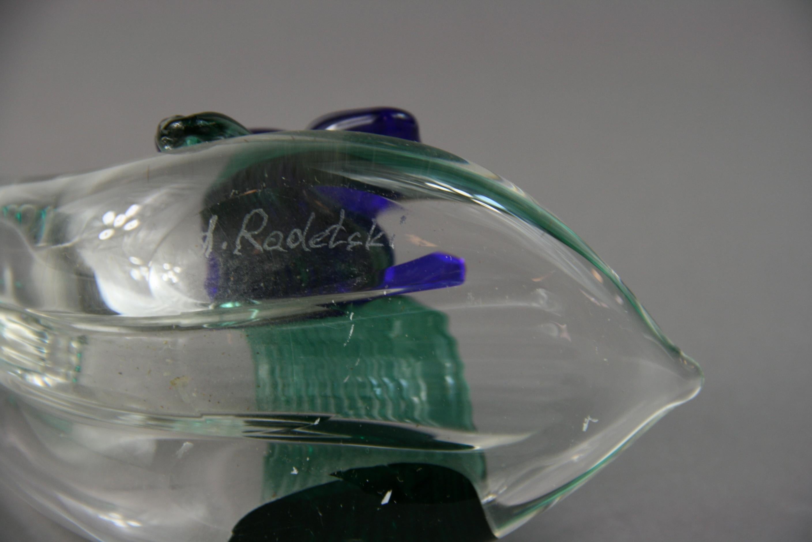 Cinderella Slipper Art Glass Sculpture Signed Radetski 1