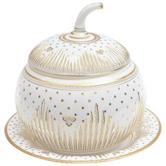 "Cinderella's" Tureen. Moser Cased White Crystal & 24Karat Gold Centerpiece