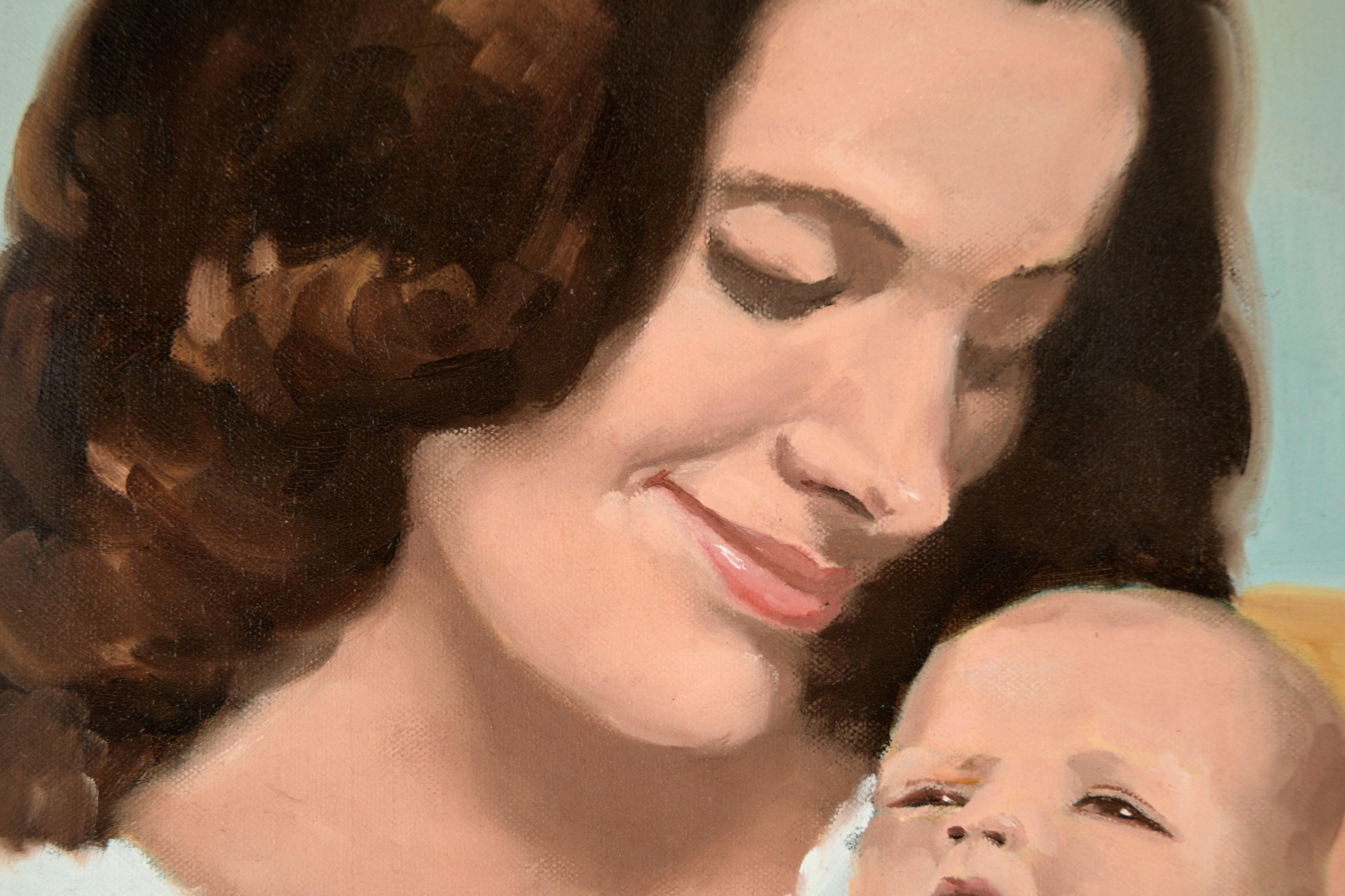 Porträt einer Frau und eines Kindes in Weiß – Öl auf Leinwand Natalie Wood

Elegantes Porträt einer Frau und ihres neugeborenen Kindes (*Natalie Wood und Natasha) von Cindy Gin (Cindy Lin) (Amerikanerin, 20. Jahrhundert). Eine Frau mit dunkelbraunem