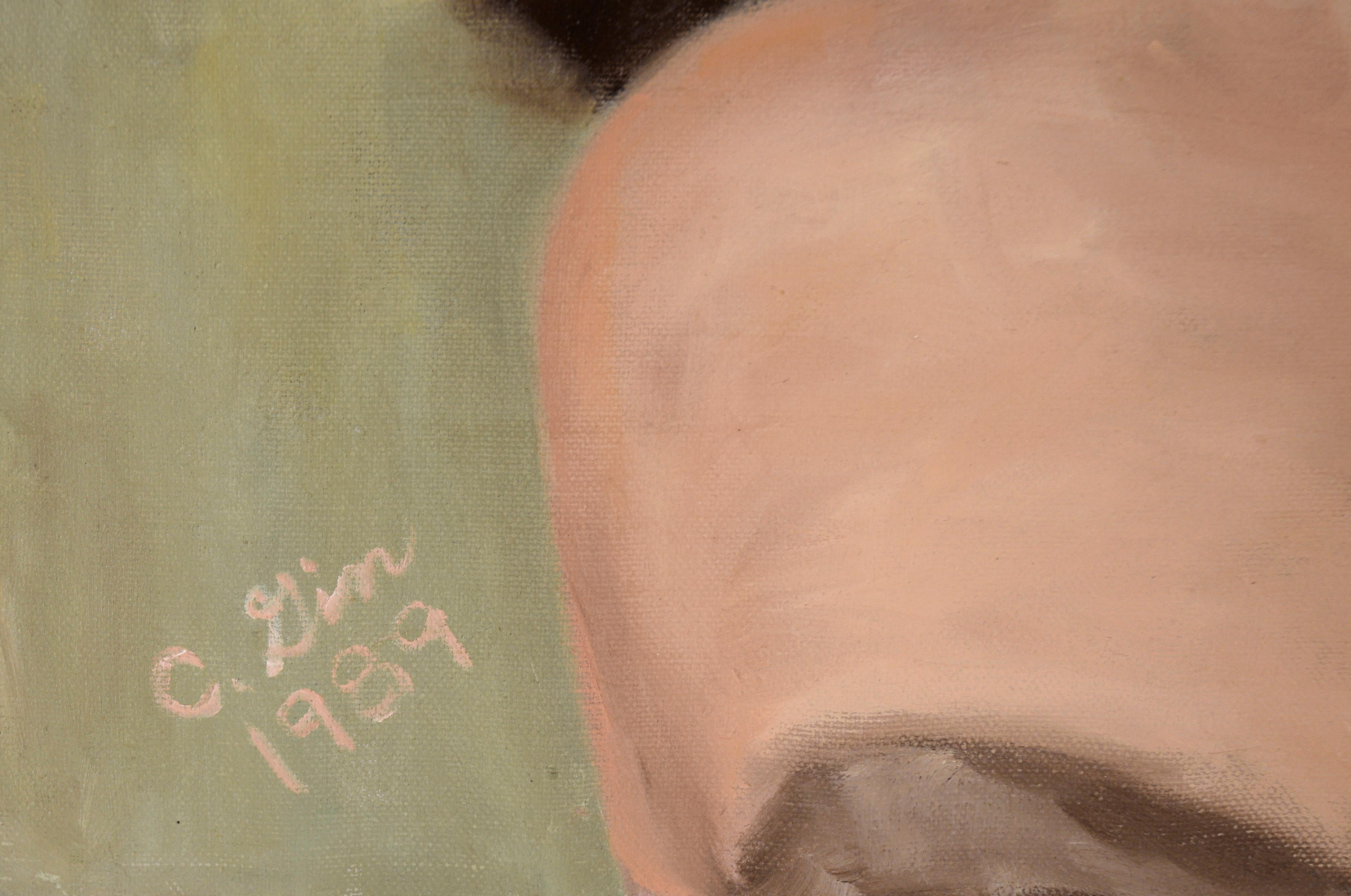 Ritratto di donna con capelli ricci castani in olio su tela (Marie Osmond) 2