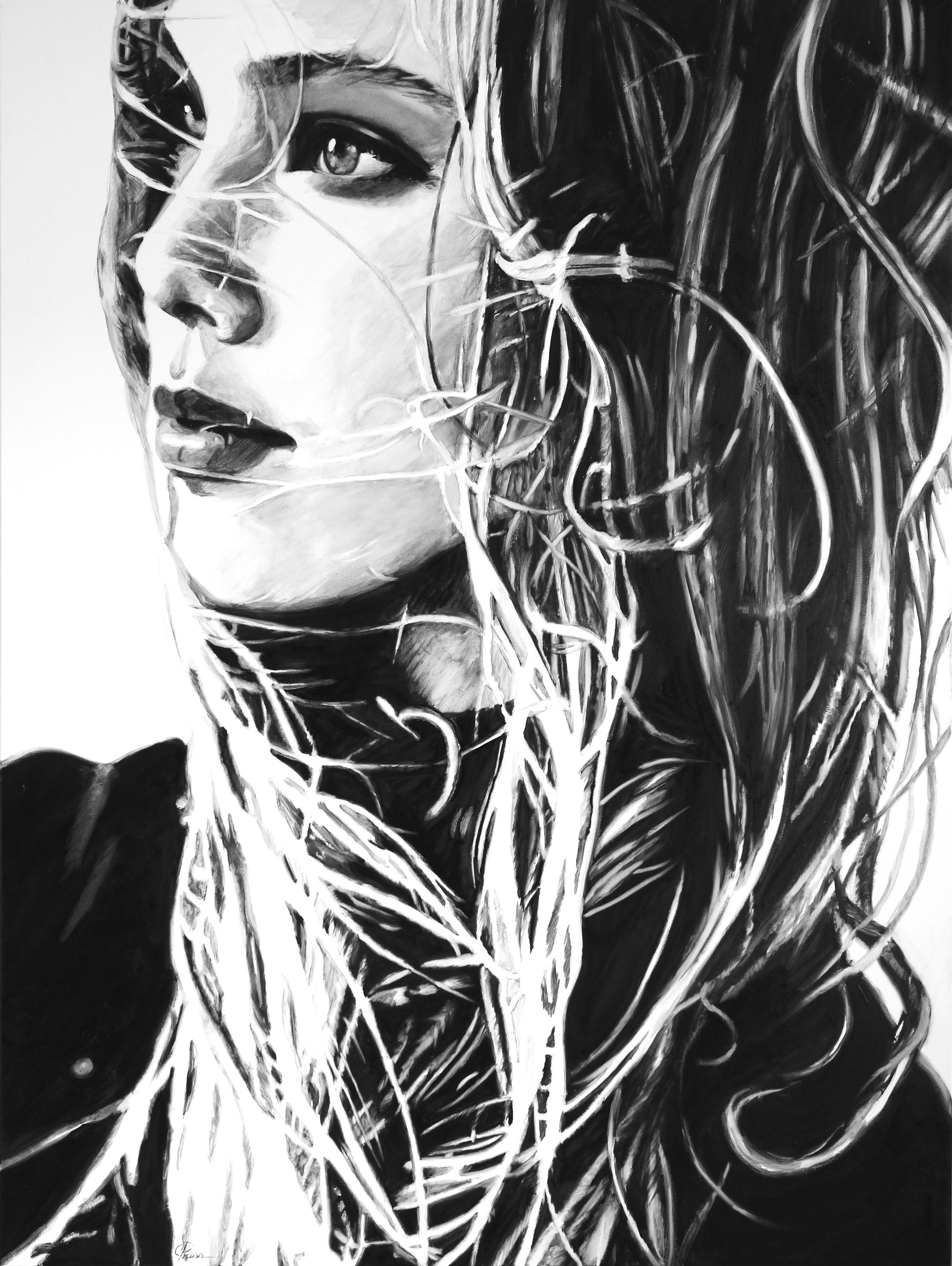 Figurative Painting di Cindy Press - Sei un mondo a parte