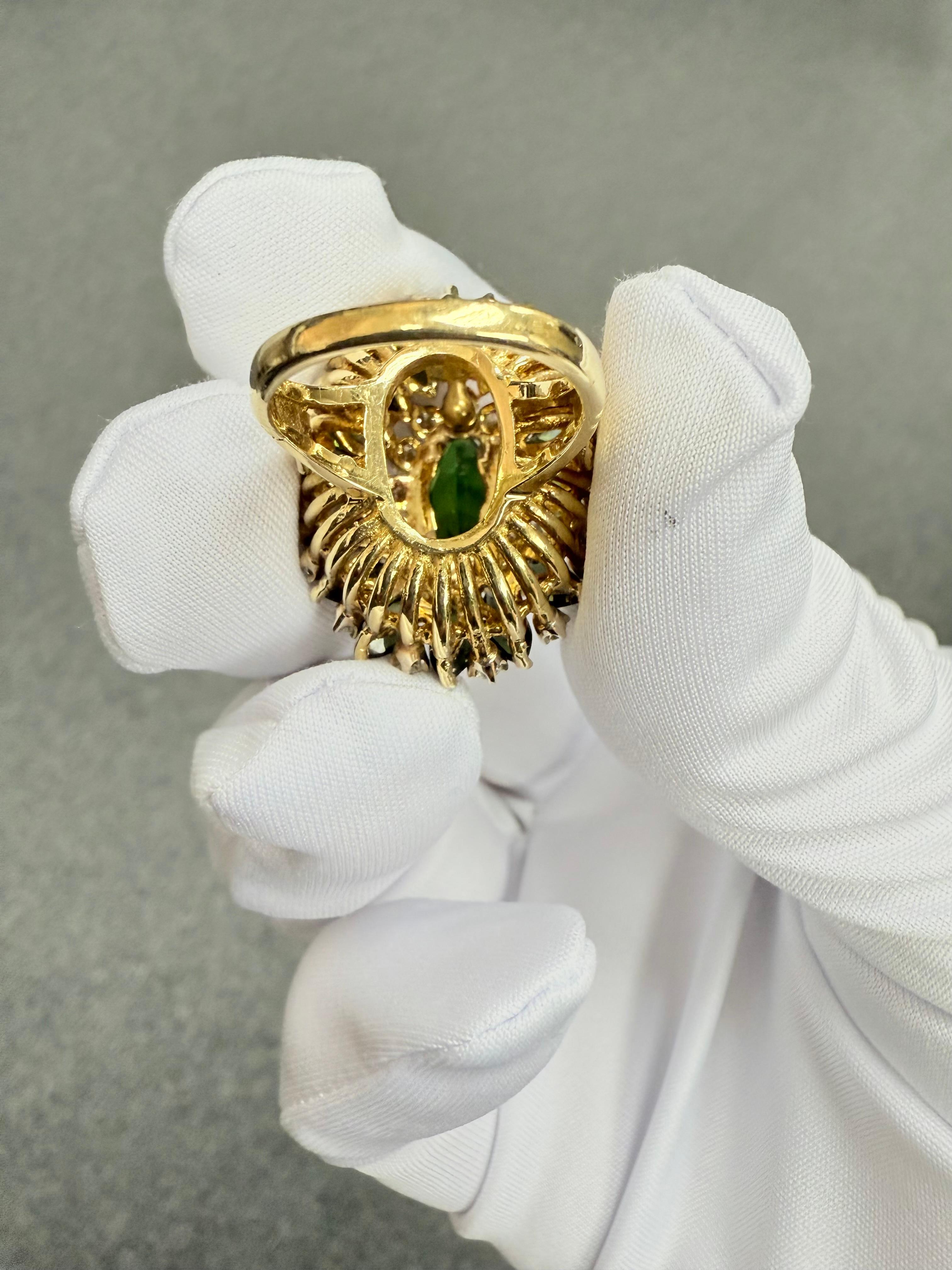 Cindy Royce Grüner Turmalin Diamant 18k Gelbgold Cocktail Ring CIRCA 1980s im Angebot 8
