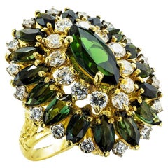 Cindy Royce Grüner Turmalin Diamant 18k Gelbgold Cocktail Ring CIRCA 1980s