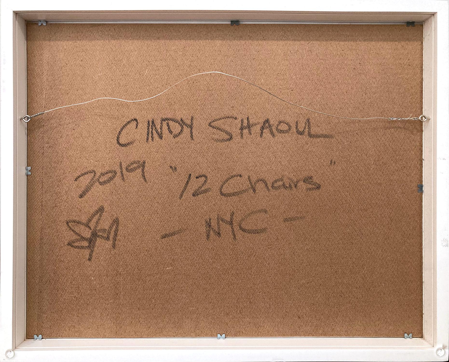 « 12 Chairs », peinture à l'huile impressionniste d'une scène de rue dans le West Village, Manhattan en vente 15