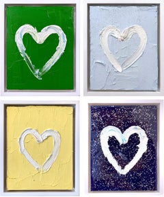 4 pieces "My Heart" Series Contemporary Oil Painting Framed with Floater Frame