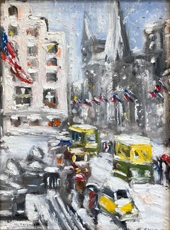 "42nd St. Library -NYC-" Impressionist Oil Painting in the Style of Guy Wiggins