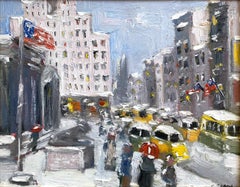 "42nd St. Library -NYC-" Impressionist Oil Painting in the Style of Guy Wiggins
