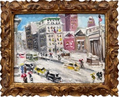 "42nd St. Library -NYC-" Peinture à l'huile impressionniste dans le style de Guy Wiggins