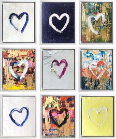 9 pieces "My Heart" Series Contemporary Oil Painting Framed with Floater Frame