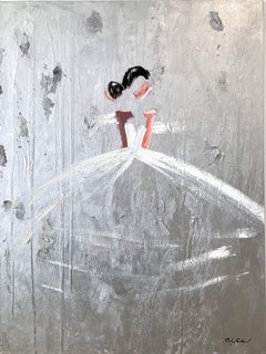 "A Day in Paris" Abstract Figure Chanel Gown Haute Couture Oil Painting Canvas