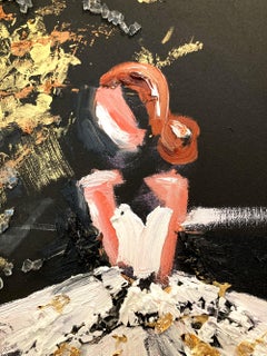 "A Night in Paris" Black and Gold French Haute Couture Painting on Canvas