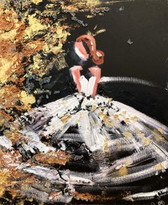 "A Night in Paris" Black and Gold French Haute Couture Painting on Canvas