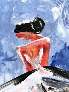 "Abigail" Abstract Haute Couture Figure in Chanel Oil Painting on Paper