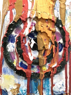 "Aiming For Your Heart" Colorful Contemporary Oil & Mixed Media Painting Canvas