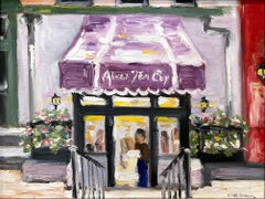 "Taza de té de Alicia" Pintura al óleo impresionista Plein Air Nueva York