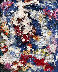 "All At Once" Colorful Contemporary Oil and Mixed Media Painting on Wood Panel