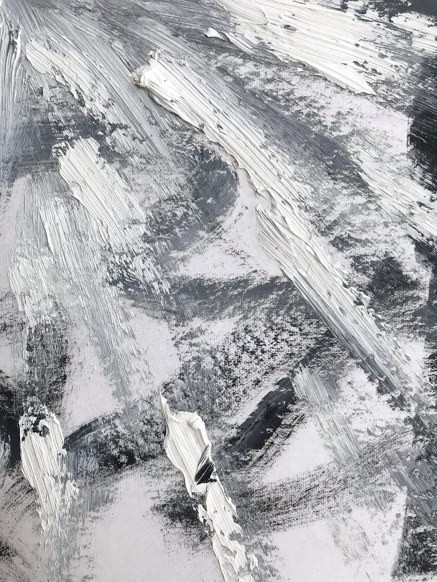 Peinture à l'huile sur papier - Figure abstraite avec robe de haute couture française en vente 3