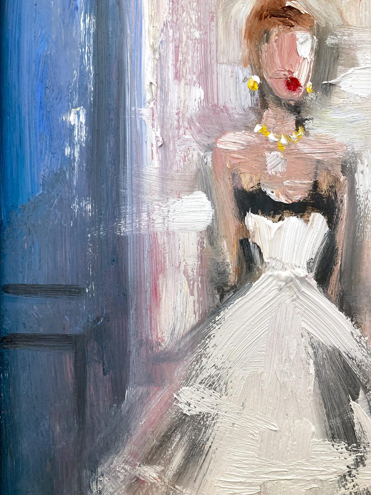 « As She Glimmers » - Peinture à l'huile impressionniste d'intérieur haute couture de Chanel en vente 3