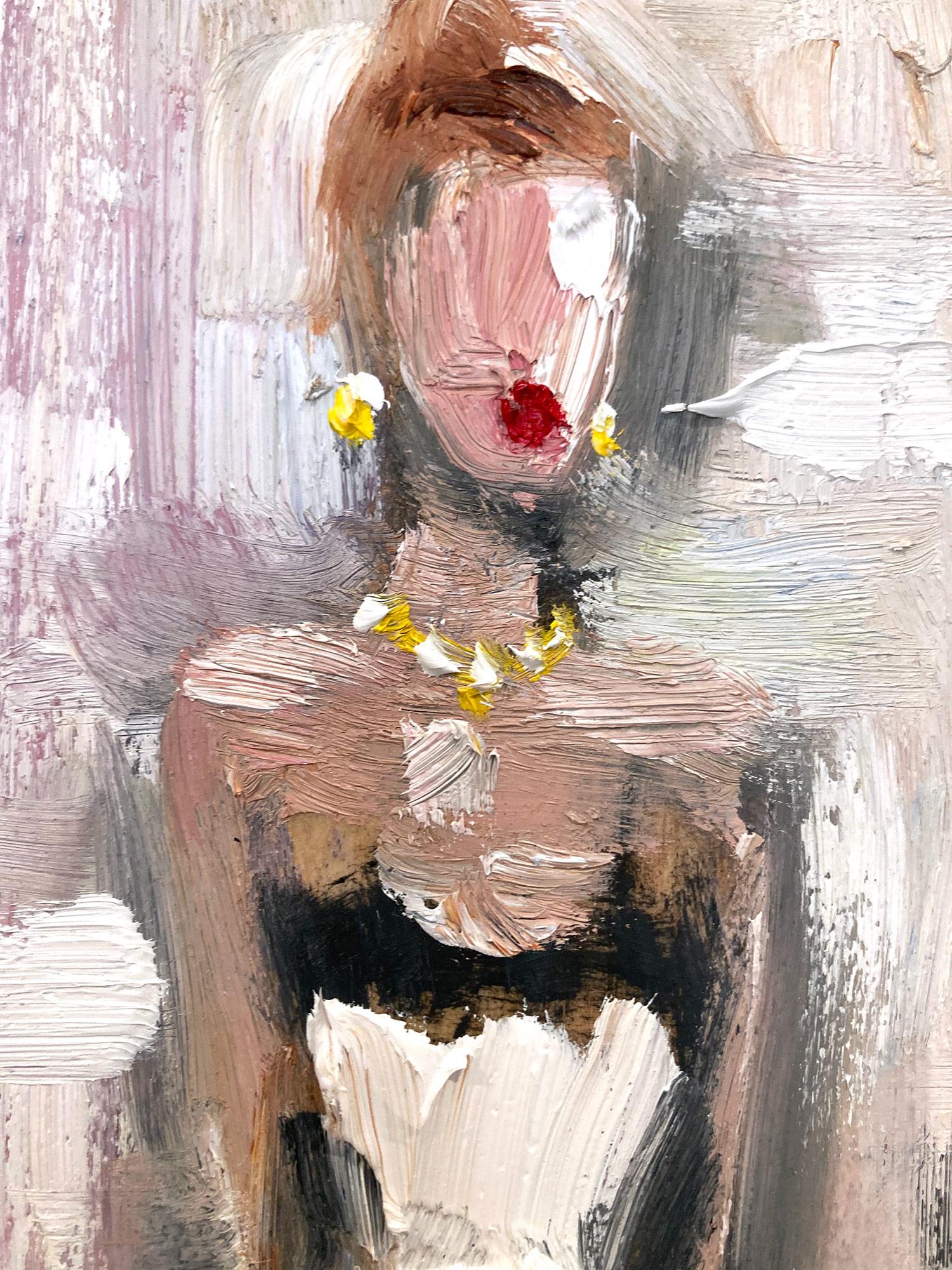 « As She Glimmers » - Peinture à l'huile impressionniste d'intérieur haute couture de Chanel en vente 4