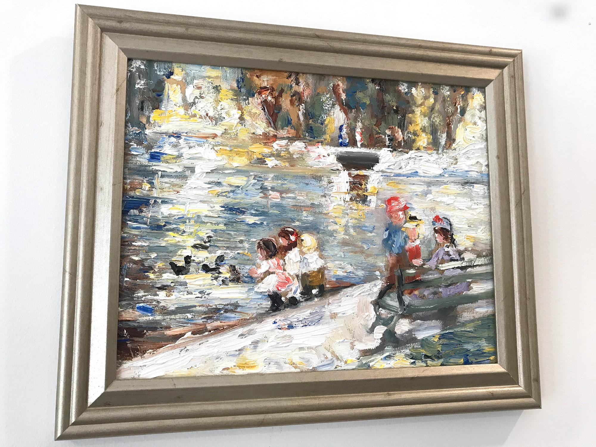 This painting depicts an impressionistic scene in Central Park with beautiful brushwork and whimsical colors. The work is a following of Edward Potthast, capturing the park and times of the early 20th Century similarly to his work.

Art measures 8 x