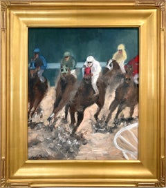 "Beim Rennen" Impressionistische Pferderennszene Ölgemälde auf Leinwand